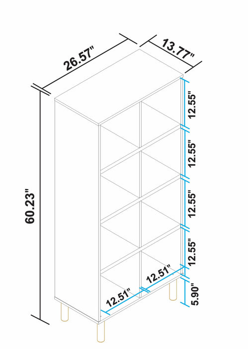 Bibliothèque double Essex de Manhattan Comfort de 60,23 po avec 8 tablettes - blanche et motif zébré