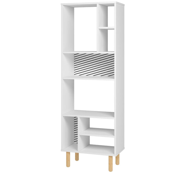 Bibliothèque décorative Essex de Manhattan Comfort de 60,23 po avec 8 tablettes cubiques - blanche et motif zébré