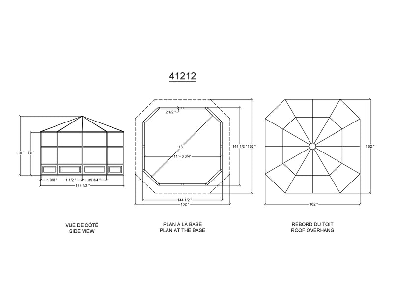 Gazebo Penguin Florence - Solarium 12x12 Toit de polycarbonate