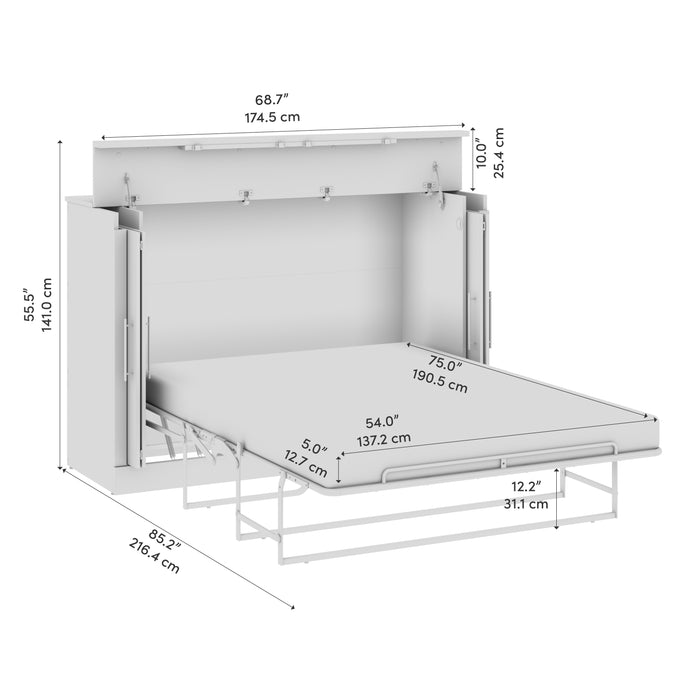 Armoire-lit double Nebula de Bestar de 69 po (L) avec matelas - blanche