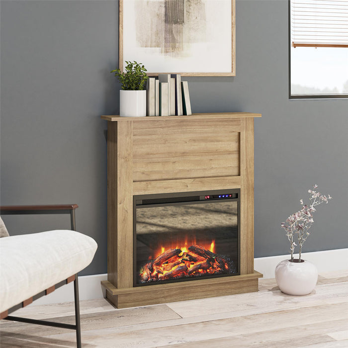 Foyer électrique Ellsworth d’Ameriwood Home avec manteau - naturel 