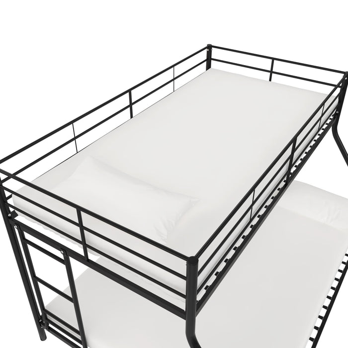 Lits superposés Mainstays Dorel Home en métal avec lit simple au-dessus du lit double, pour petit espace, pour jeunes - noirs