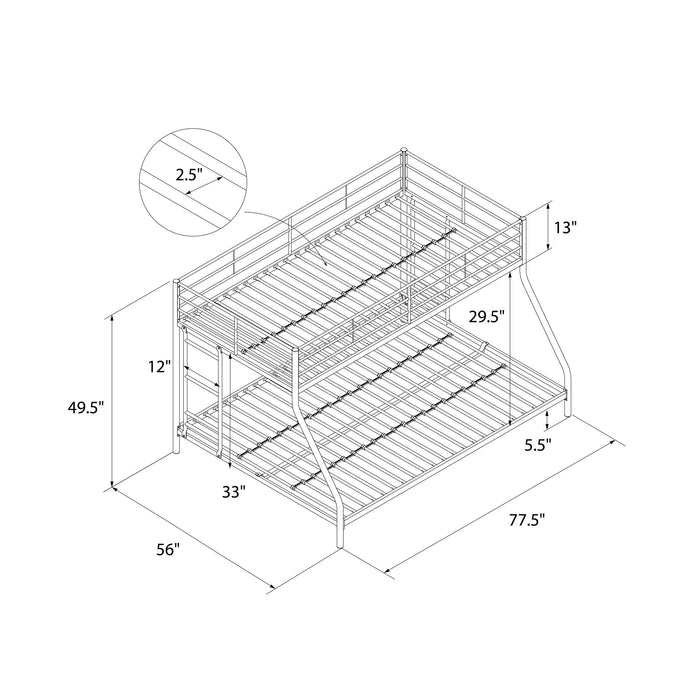 Lits superposés Mainstays Dorel Home en métal avec lit simple au-dessus du lit double, pour petit espace, pour jeunes - noirs