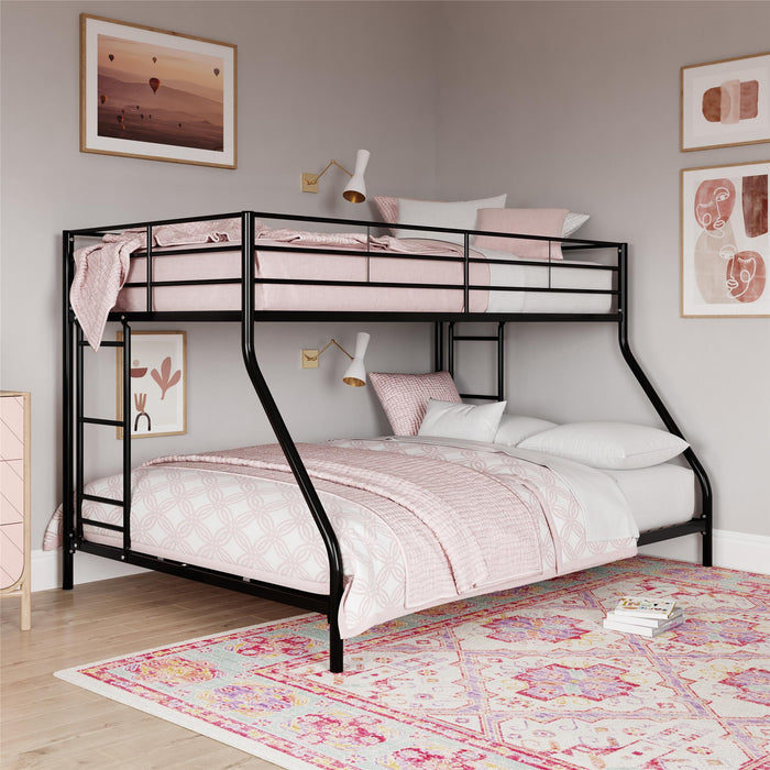 Lits superposés Mainstays Dorel Home en métal avec lit simple au-dessus du lit double, pour petit espace, pour jeunes - noirs
