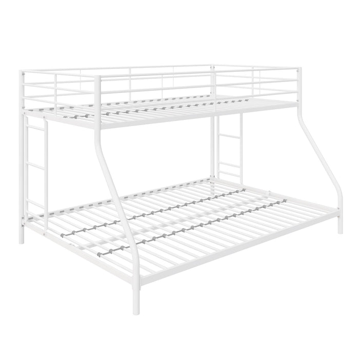 Lits superposés de DHP pour petit espace, en métal avec lit simple au-dessus du lit double - blanc cassé
