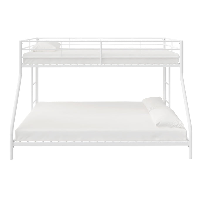 Lits superposés de DHP pour petit espace, en métal avec lit simple au-dessus du lit double - blanc cassé