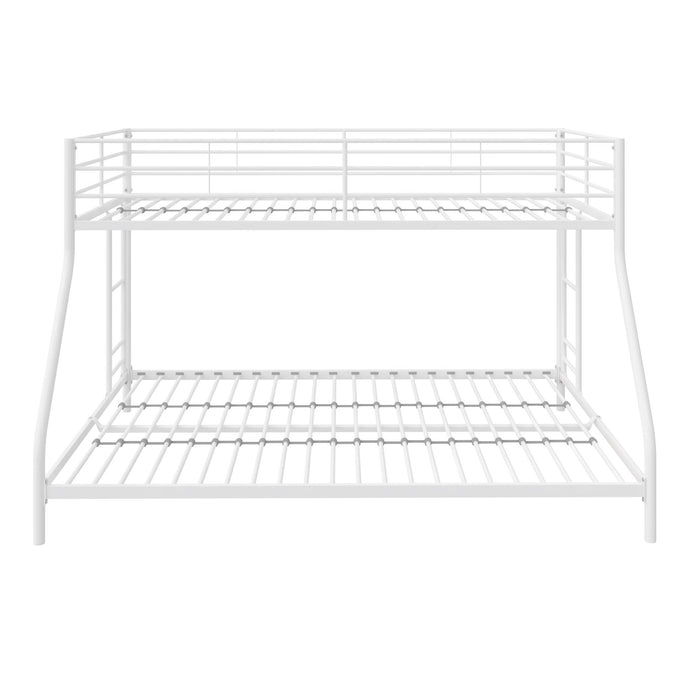 Lits superposés de DHP pour petit espace, en métal avec lit simple au-dessus du lit double - blanc cassé