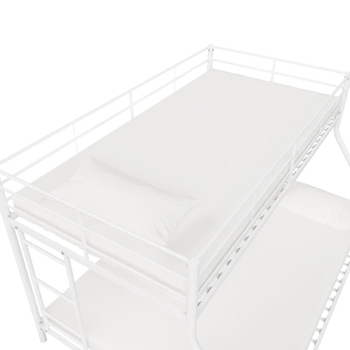Lits superposés de DHP pour petit espace, en métal avec lit simple au-dessus du lit double - blanc cassé