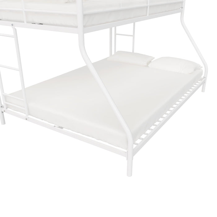 Lits superposés de DHP pour petit espace, en métal avec lit simple au-dessus du lit double - blanc cassé