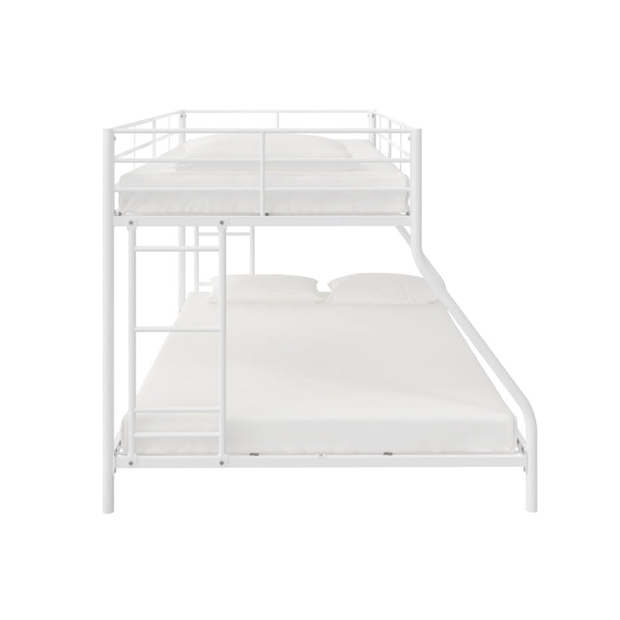 Lits superposés de DHP pour petit espace, en métal avec lit simple au-dessus du lit double - blanc cassé