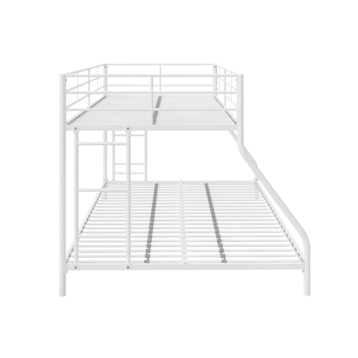 Lits superposés de DHP pour petit espace, en métal avec lit simple au-dessus du lit double - blanc cassé