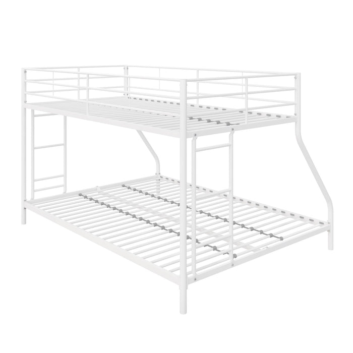 Lits superposés de DHP pour petit espace, en métal avec lit simple au-dessus du lit double - blanc cassé