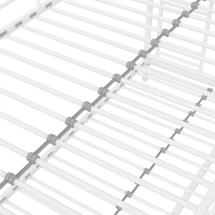 Lits superposés de DHP pour petit espace, en métal avec lit simple au-dessus du lit double - blanc cassé