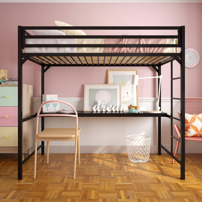 Lit mezzanine simple Miles de DHP en métal avec bureau - noir