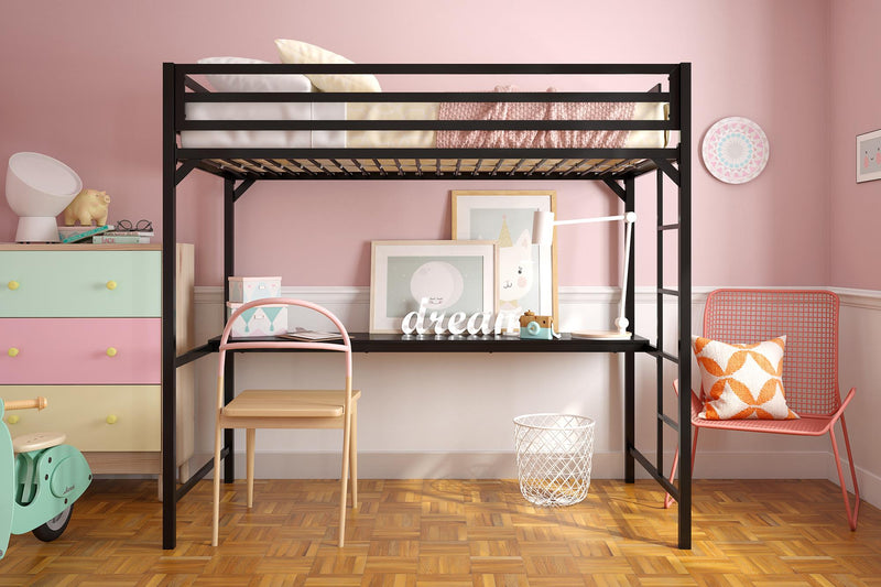 Lit mezzanine simple Miles de DHP en métal avec bureau - noir