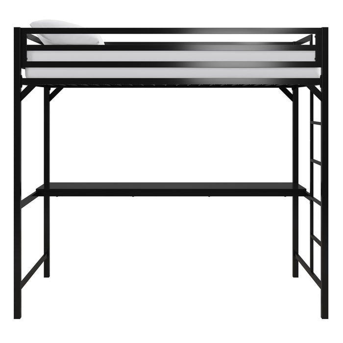 Lit mezzanine simple Miles de DHP en métal avec bureau - noir