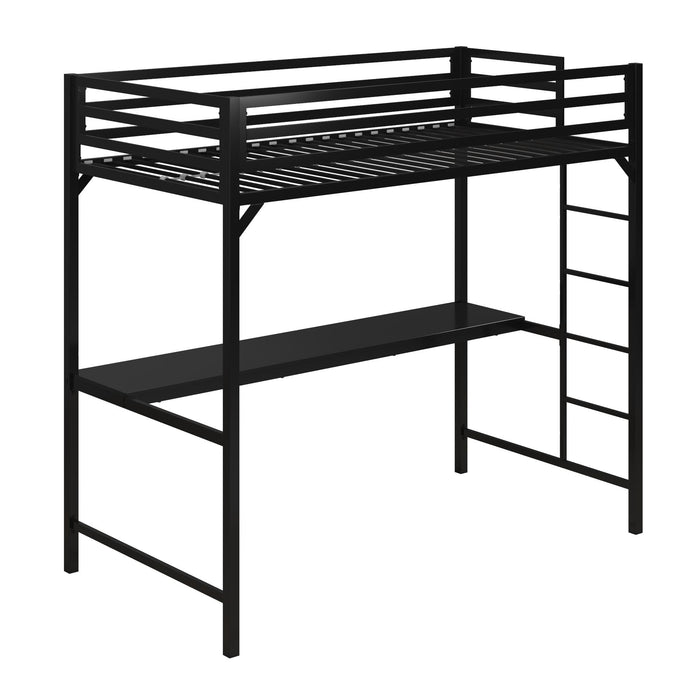 Lit mezzanine simple Miles de DHP en métal avec bureau - noir