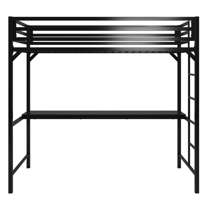 Lit mezzanine simple Miles de DHP en métal avec bureau - noir