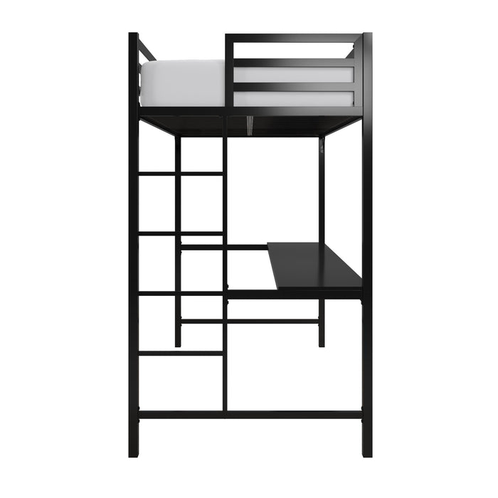 Lit mezzanine simple Miles de DHP en métal avec bureau - noir