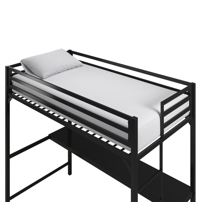 Lit mezzanine simple Miles de DHP en métal avec bureau - noir