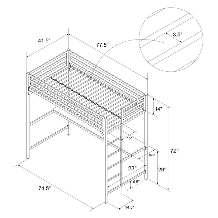 Lit mezzanine simple Miles de DHP en métal avec bureau - noir
