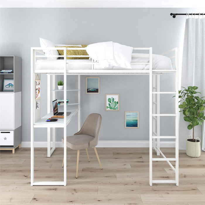 Lit mezzanine double Abode de DHP en métal - blanc cassé