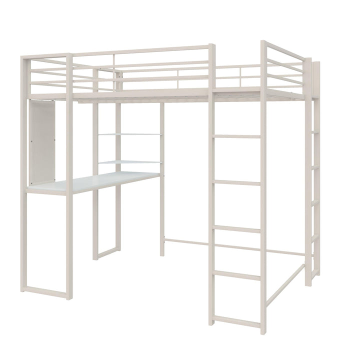 Lit mezzanine double Abode de DHP en métal - blanc cassé