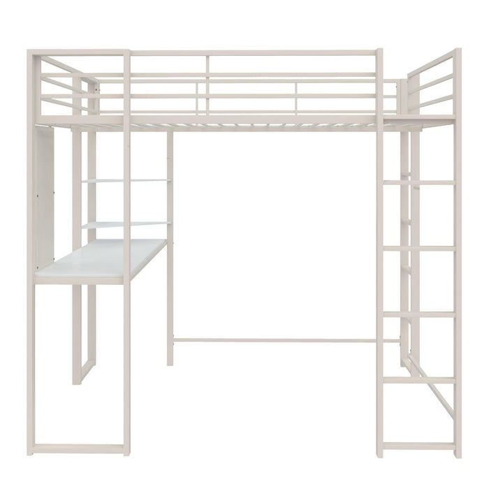 Lit mezzanine double Abode de DHP en métal - blanc cassé