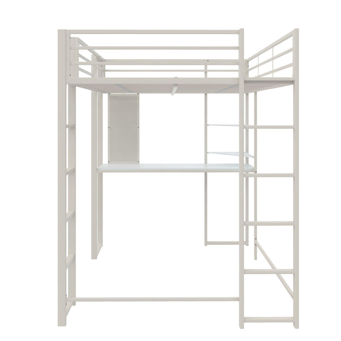 Lit mezzanine double Abode de DHP en métal - blanc cassé