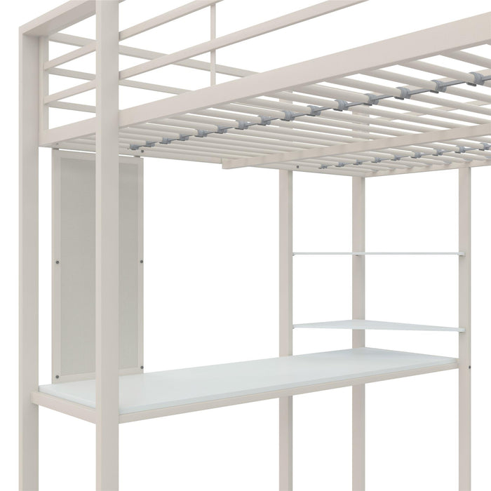 Lit mezzanine double Abode de DHP en métal - blanc cassé