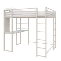 Lit mezzanine double Abode de DHP en métal - blanc cassé