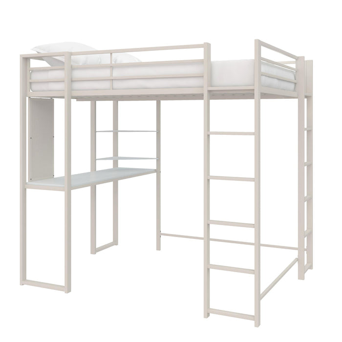 Lit mezzanine double Abode de DHP en métal - blanc cassé