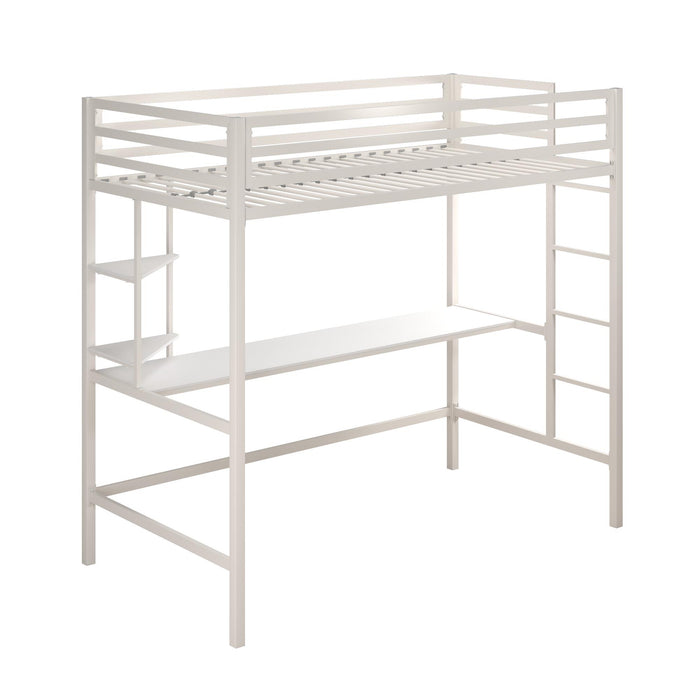 Lit mezzanine simple Maxwell de Novogratz en métal avec bureau - blanc cassé