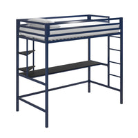 Lit mezzanine simple Maxwell de Novogratz en métal avec bureau - bleu-noir