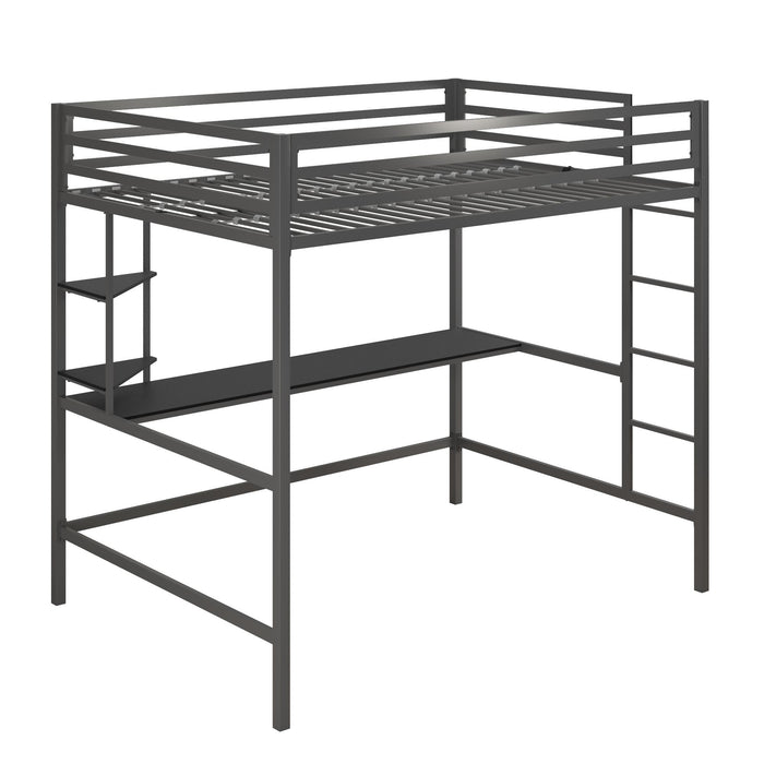 Lit mezzanine double Maxwell de Novogratz en métal avec bureau - gris-noir