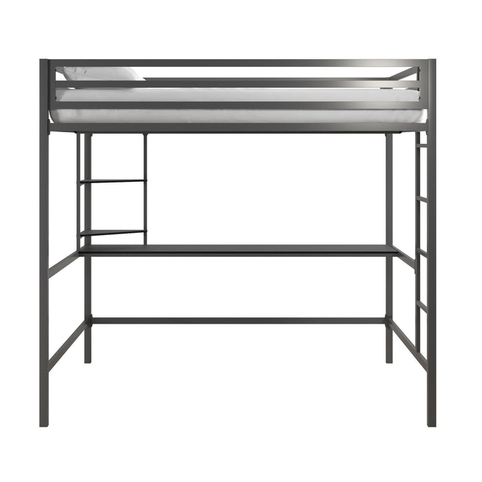 Lit mezzanine double Maxwell de Novogratz en métal avec bureau - gris-noir