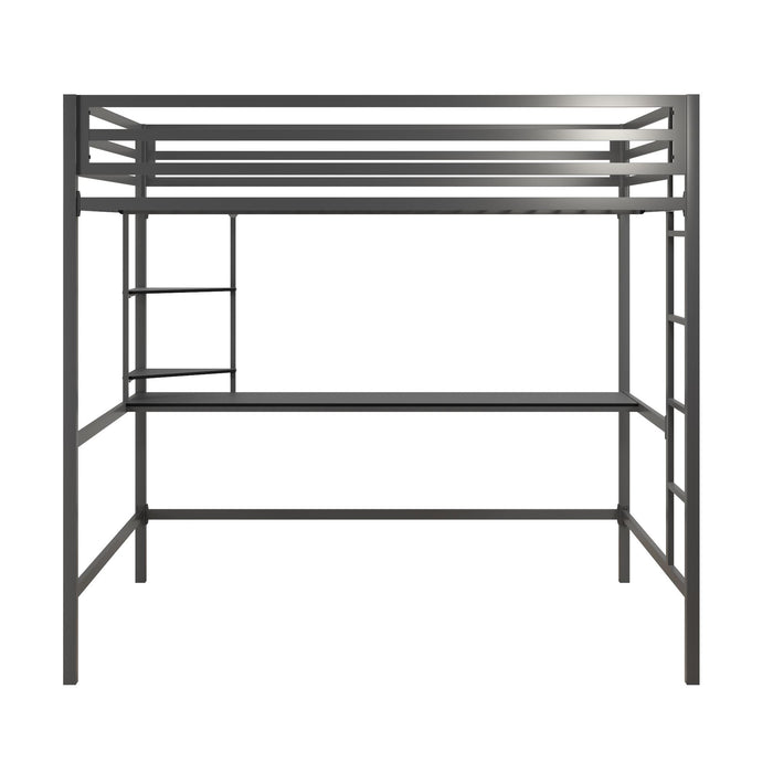 Lit mezzanine double Maxwell de Novogratz en métal avec bureau - gris-noir
