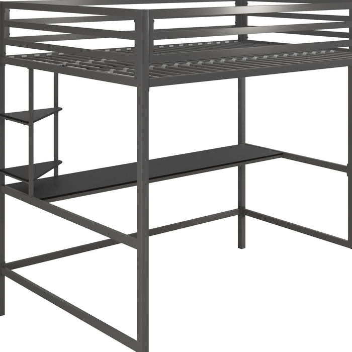 Lit mezzanine double Maxwell de Novogratz en métal avec bureau - gris-noir