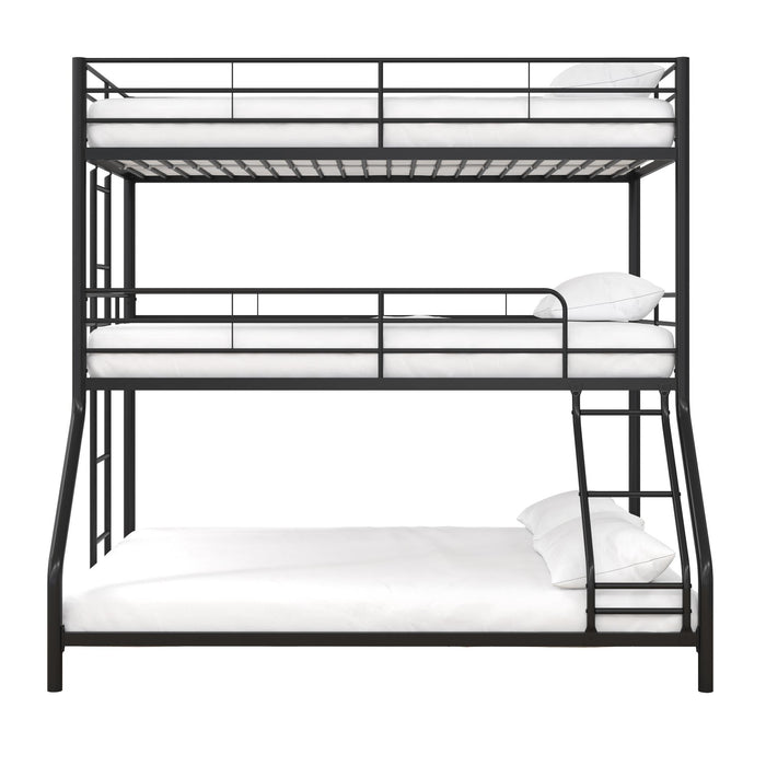 Lits superposés Everleigh de DHP en métal avec deux lits simples et un lit double - noirs