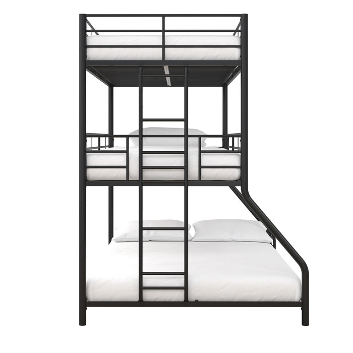 Lits superposés Everleigh de DHP en métal avec deux lits simples et un lit double - noirs