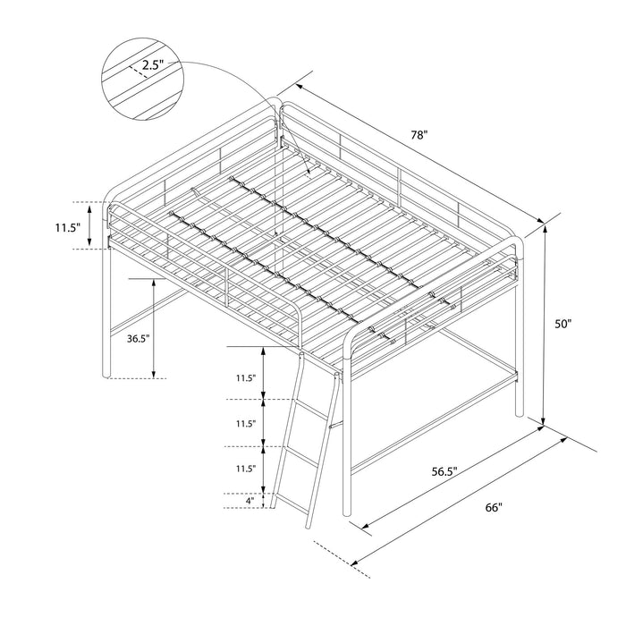 Lit mezzanine double Jett de DHP en métal pour jeunes - argenté