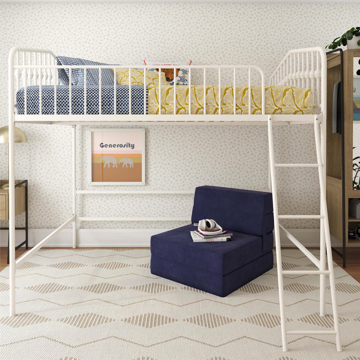 Lit mezzanine double Bushwick de Novogratz en métal - blanc cassé
