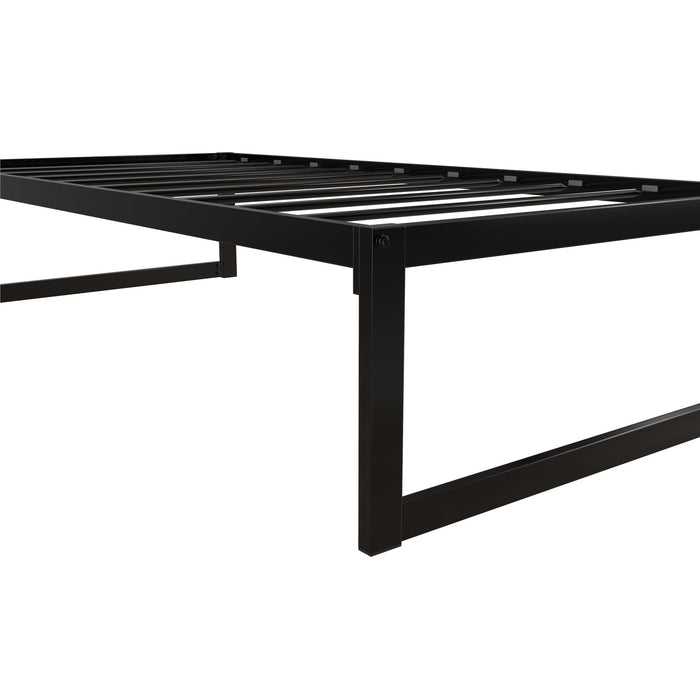 Cadre de lit plateforme simple moderne Avey de DHP en métal - noir