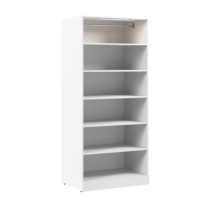Système de garde-robe et pièce-penderie modulaire Florence de Bestar de 35 po avec éclairage à DEL et tablettes - blanc