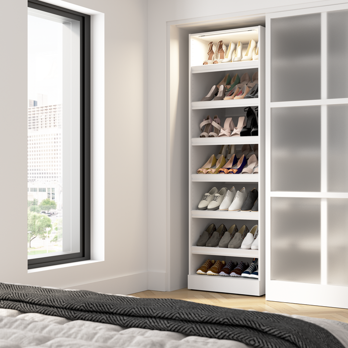Système de garde-robe modulaire Florence de Bestar de 25 po avec tablette pour chaussures et éclairage à DEL - blanc