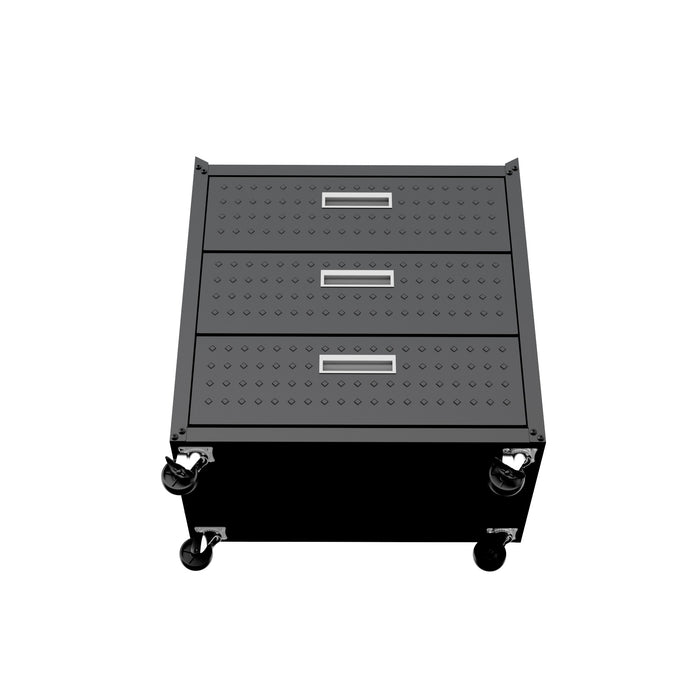 Commode verticale mobile Fortress de Manhattan Comfort de 31,5 po en métal texturé avec 3 tiroirs pour le garage - gris anthracite