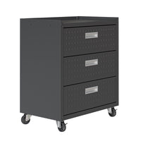 Commode verticale mobile Fortress de Manhattan Comfort de 31,5 po en métal texturé avec 3 tiroirs pour le garage - gris anthracite