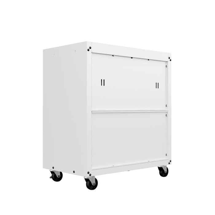 Commode verticale mobile Fortress de Manhattan Comfort de 31,5 po en métal texturé avec 3 tiroirs pour le garage - blanche