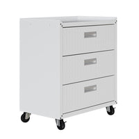 Commode verticale mobile Fortress de Manhattan Comfort de 31,5 po en métal texturé avec 3 tiroirs pour le garage - blanche