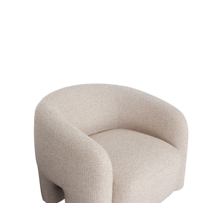 Fauteuil lounge Sylvia en tweed moderne et glamour, finition Poussiere d’or - Lot de 2